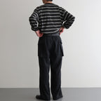 HOPSACK WIDE POCKET TROUSERS #CHARCOAL [PMAT-PT06]