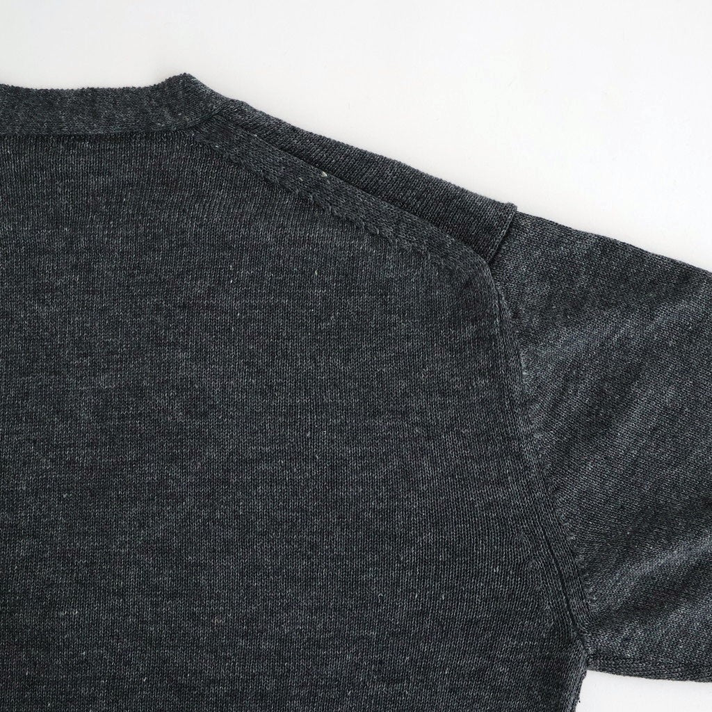 WASHED HIGH COUNT LINEN V NECK CARDIGAN #CHARCOAL [BN-26SM-021]