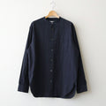 Grandad Collar Dobby Stripe Shirt #Navy [6061-1103]
