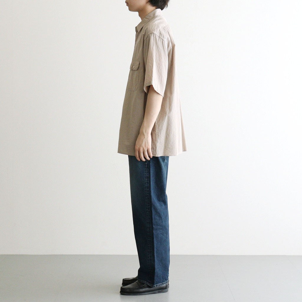 Hard Twist Chambray Work Shirt S/S #Beige [bROOTS26S4]