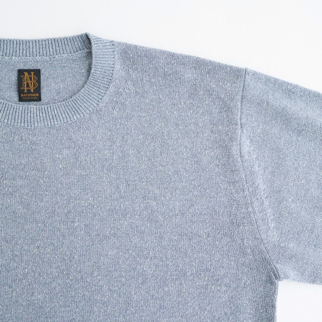 REVIVAL SILK CREW NECK #GRAYISH SAX [BN-26SM-041]