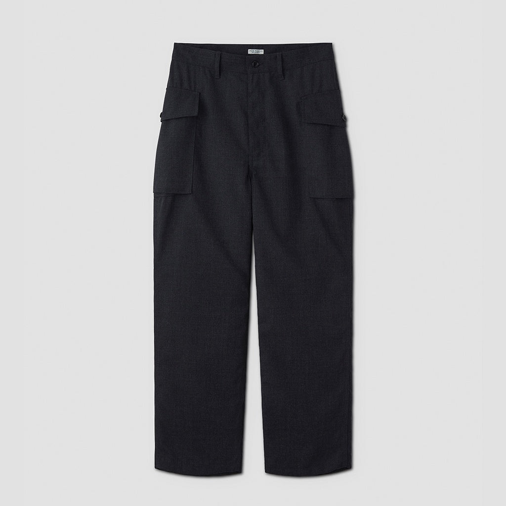 HOPSACK WIDE POCKET TROUSERS #CHARCOAL [PMAT-PT06]