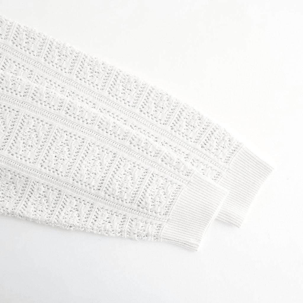 GRASSY LACE CREW NECK CARDIGAN #WHITE [BN-26SL-029] - Diffusion