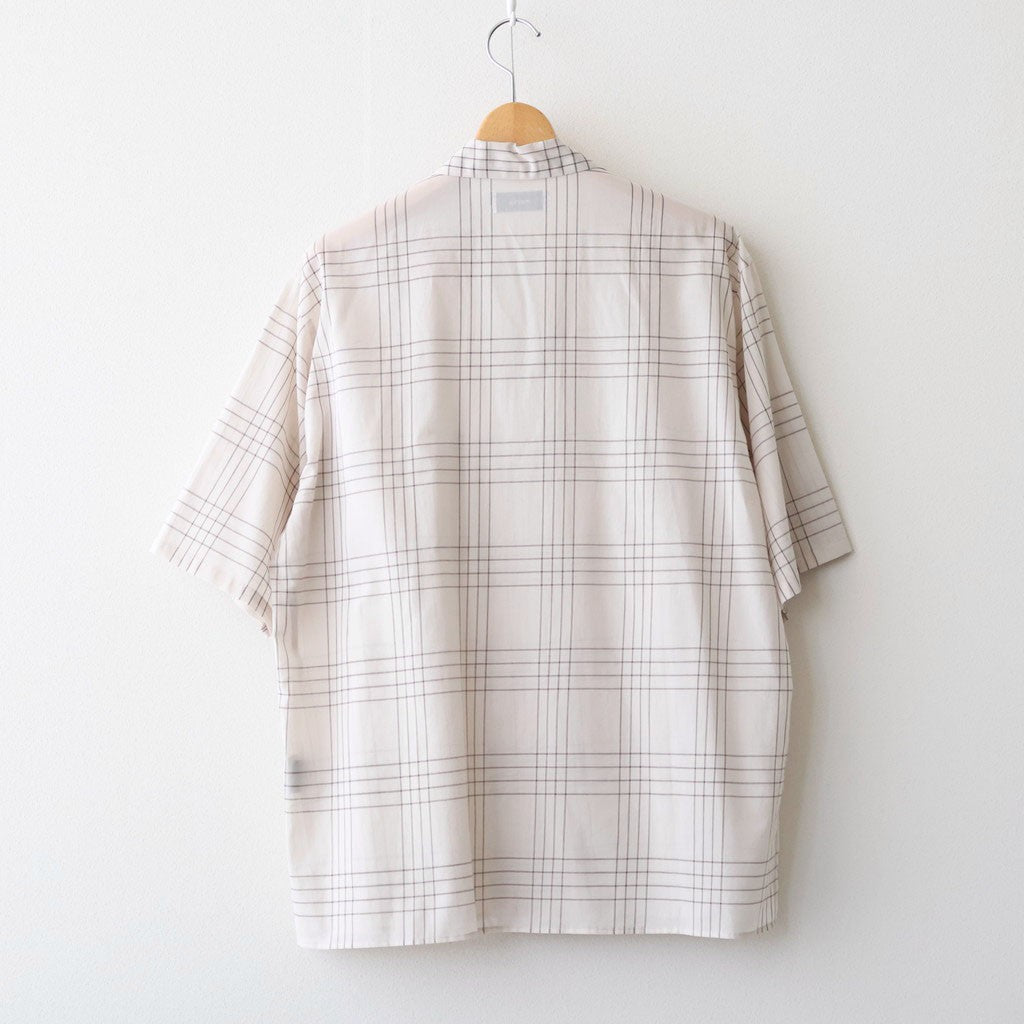 OPEN COLLAR S/S SHIRT #IVORY CHECK [M26A18SH02B]