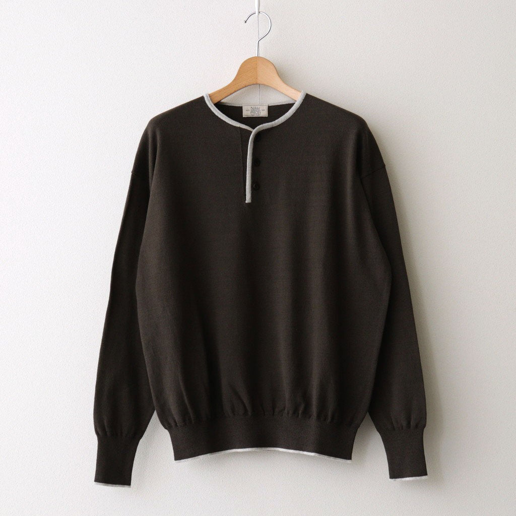 Cotton Silk Henleyneck #Charcoal [NEP-SS2627]