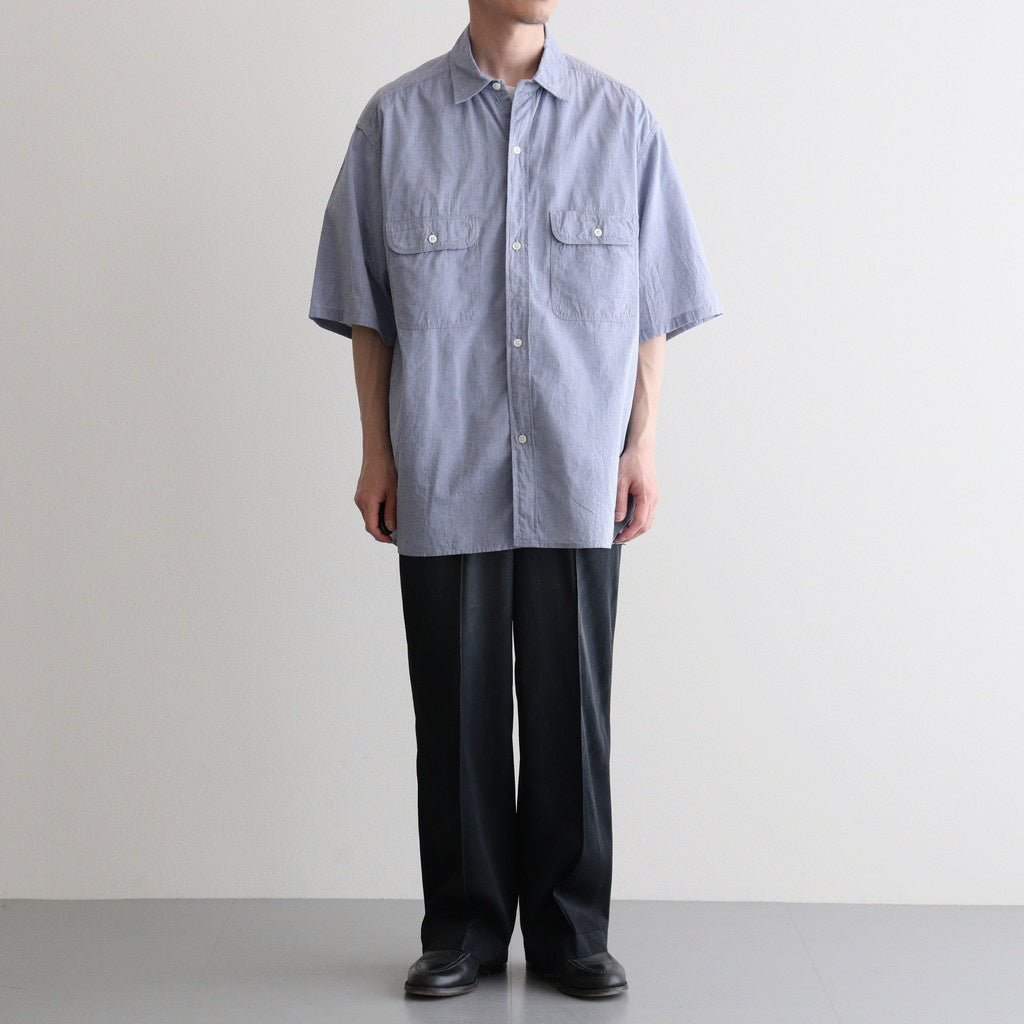 Hard Twist Chambray Work Shirt S/S #SaxeBlue [bROOTS26S4]