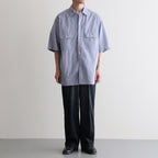 Hard Twist Chambray Work Shirt S/S #SaxeBlue [bROOTS26S4]