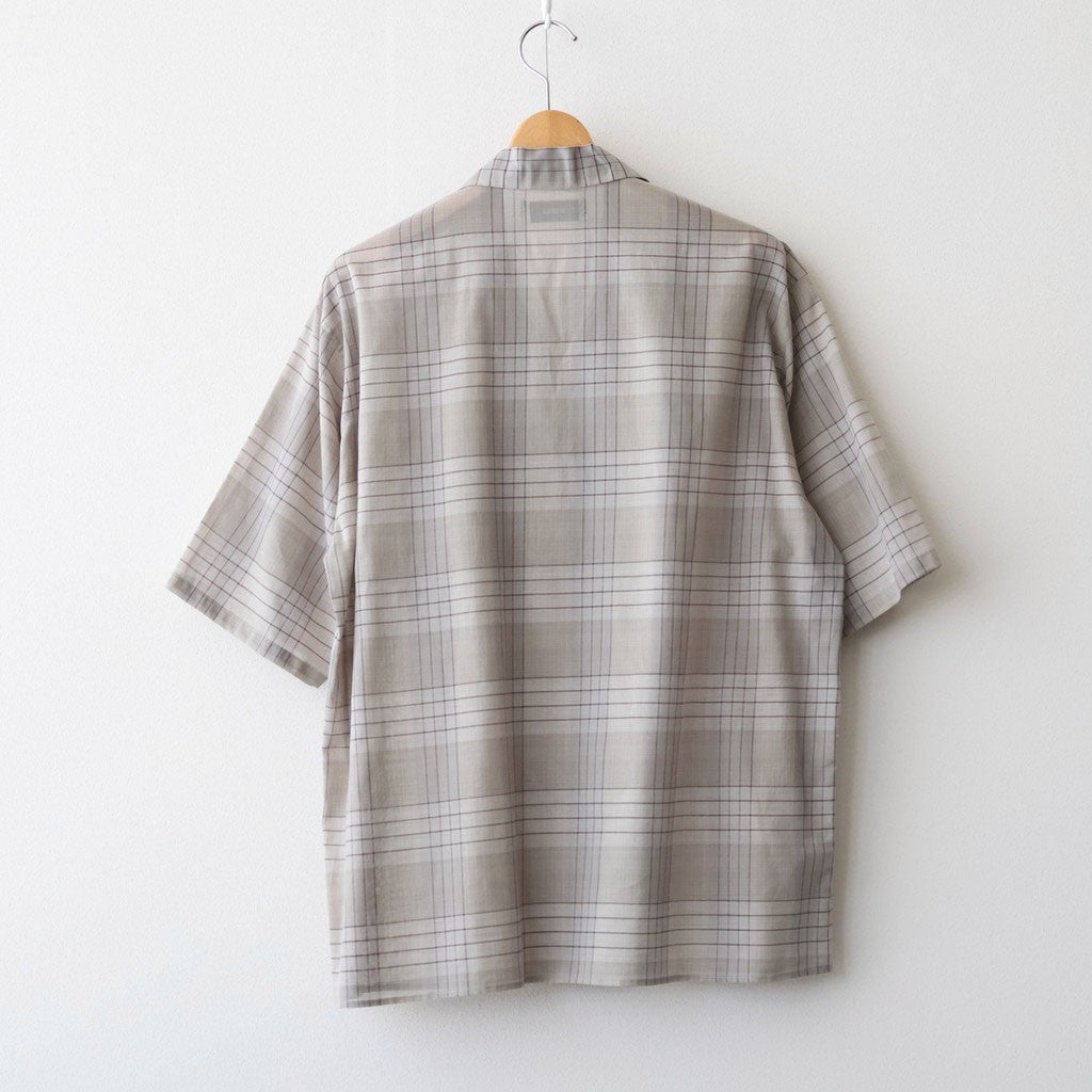 OPEN COLLAR S/S SHIRT #SAGE CHECK [M26A18SH02B]