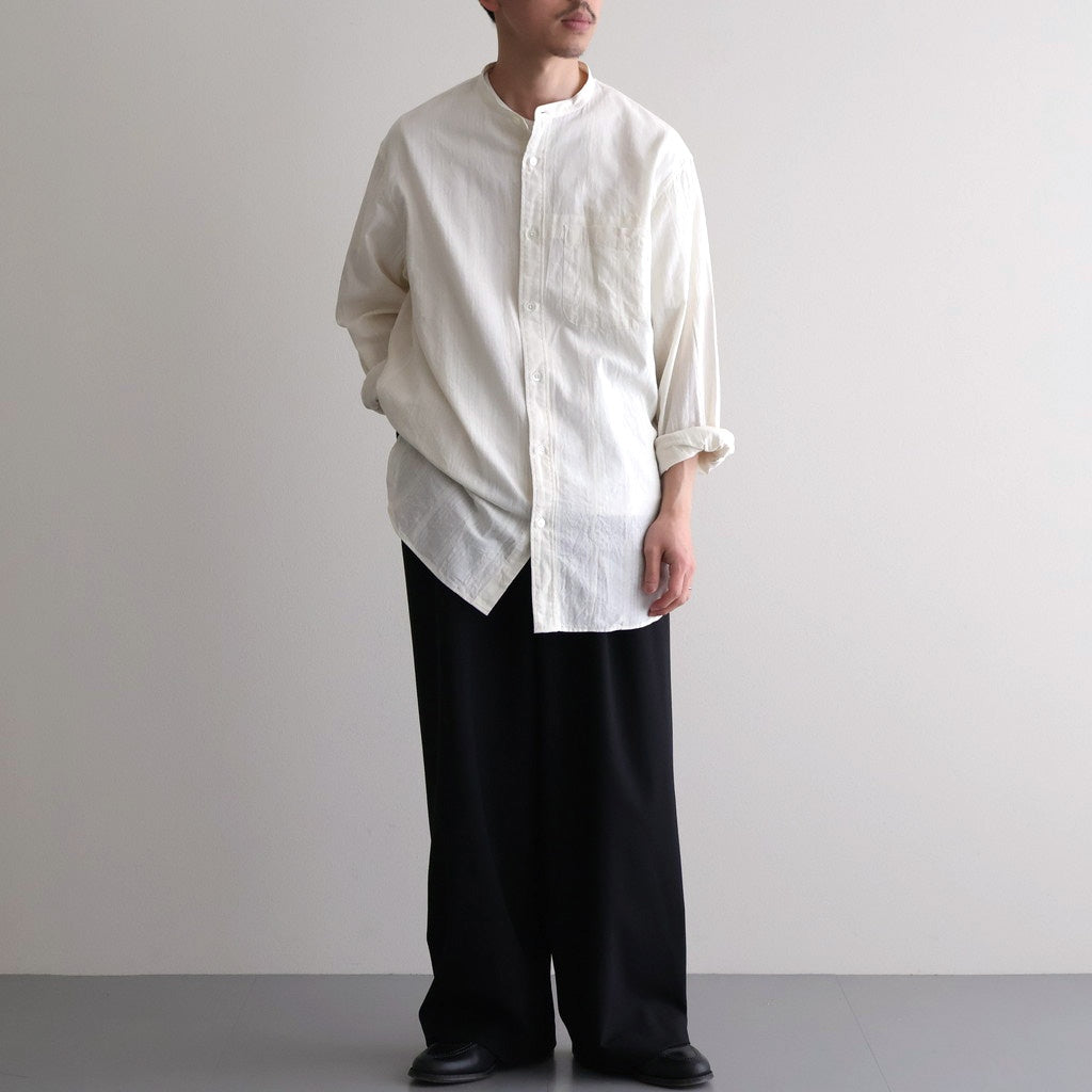 Grandad Collar Dobby Stripe Shirt #Off White [6061-1103]