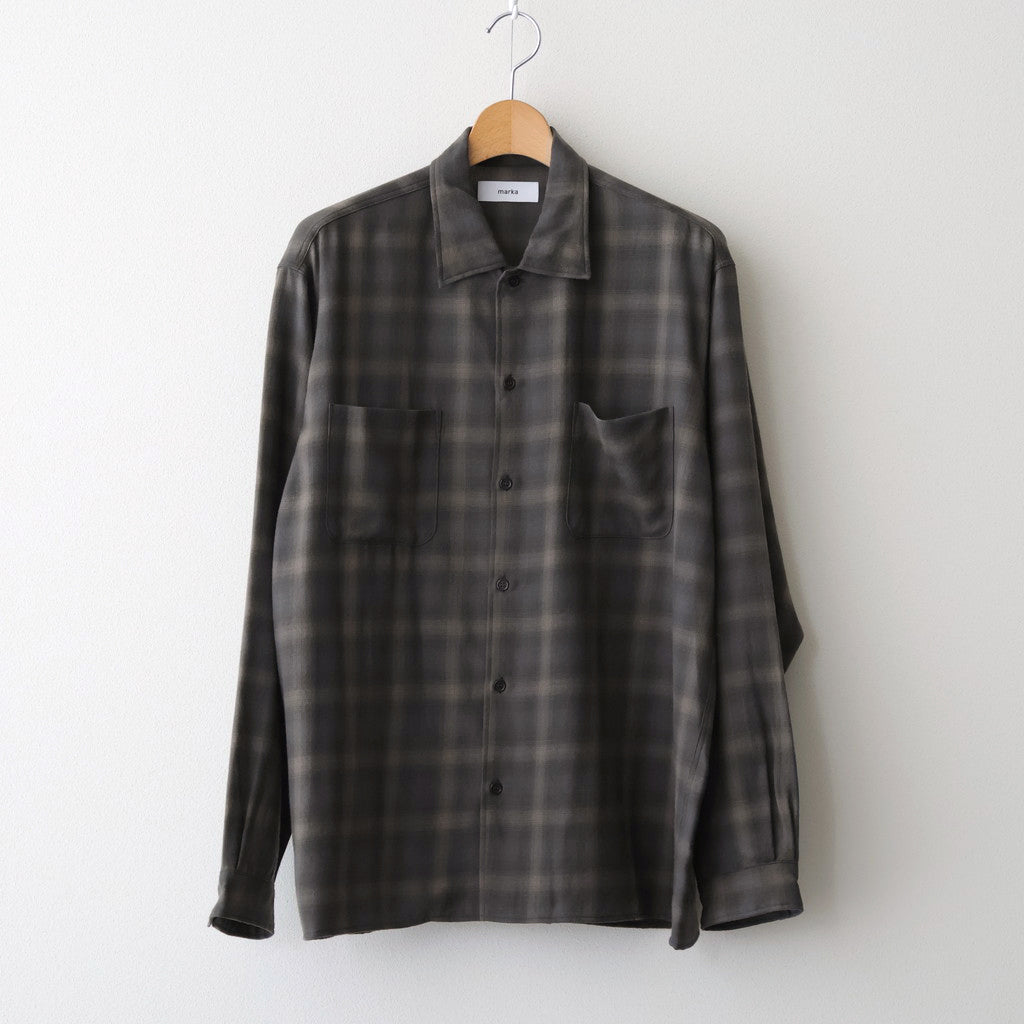 DOUBLE POCKET OPEN COLLAR L/S SHIRT #GRAY CHECK [M25C22SH02C]