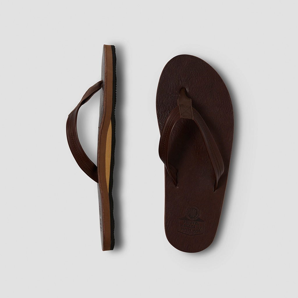 LEATHER BEACH SANDALS #BROWN [PMAT-SH02]