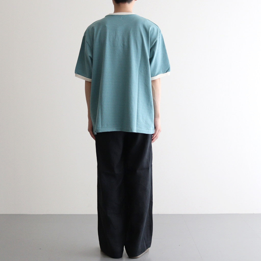 Co/Silk Nep Ringer Tee #DustTurquoise-BODY×Ivory [BHS25S039]
