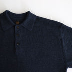 WASHED HIGH COUNT LINEN POLO #NAVY [BN-25SM-023]