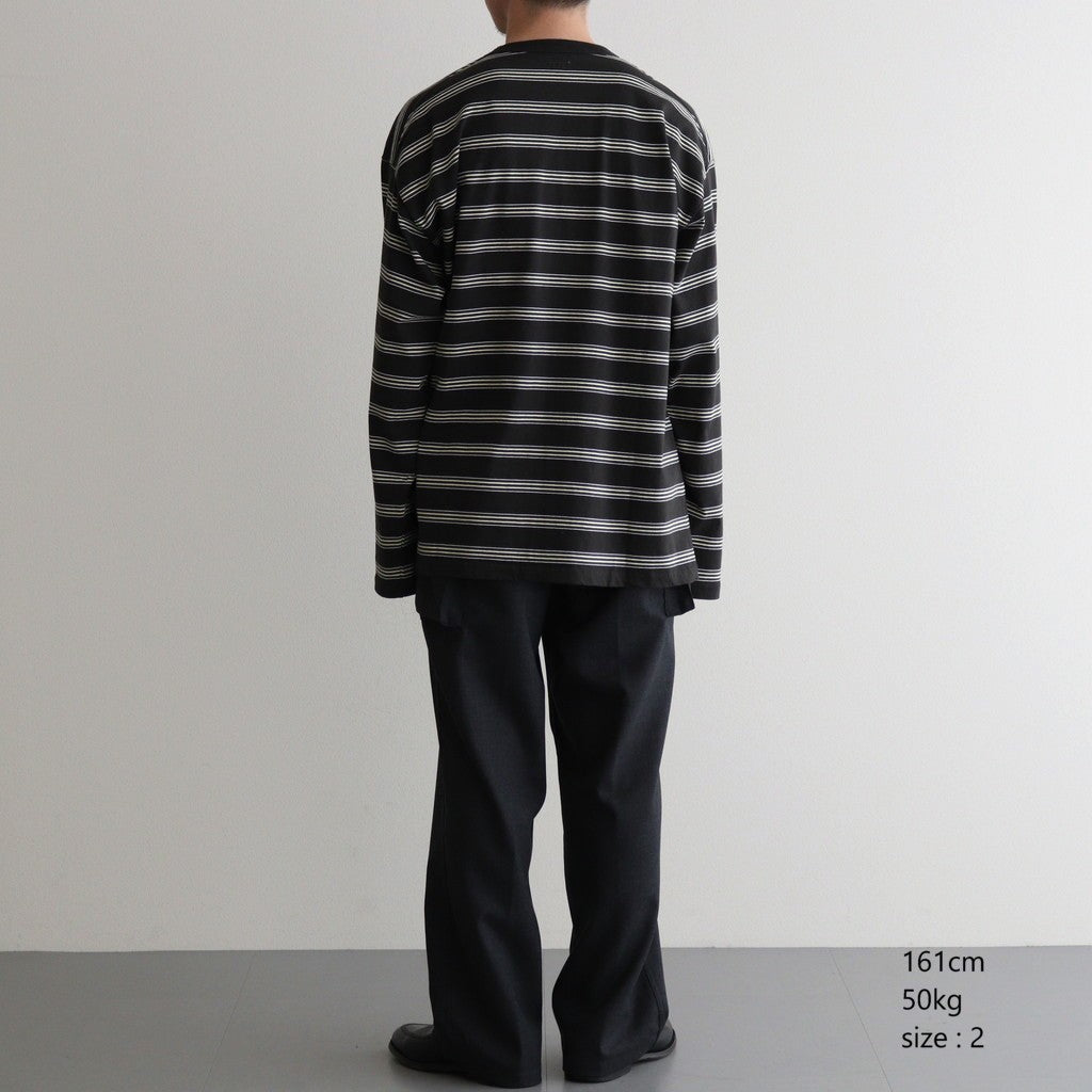 BORDER LONG SLEEVE TOP #GRAPHITExYELLOW [PMAT-CL02]