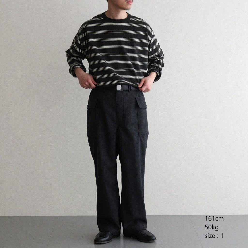 BORDER LONG SLEEVE TOP #GRAPHITExYELLOW [PMAT-CL02]