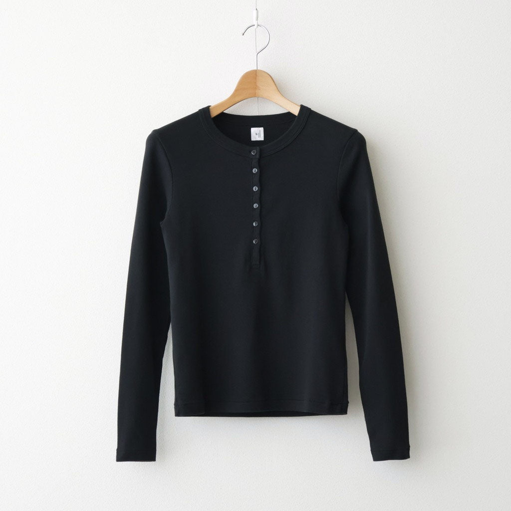Classic Rib Henley-neck L/S #Black [bROOTS24F006WF26]