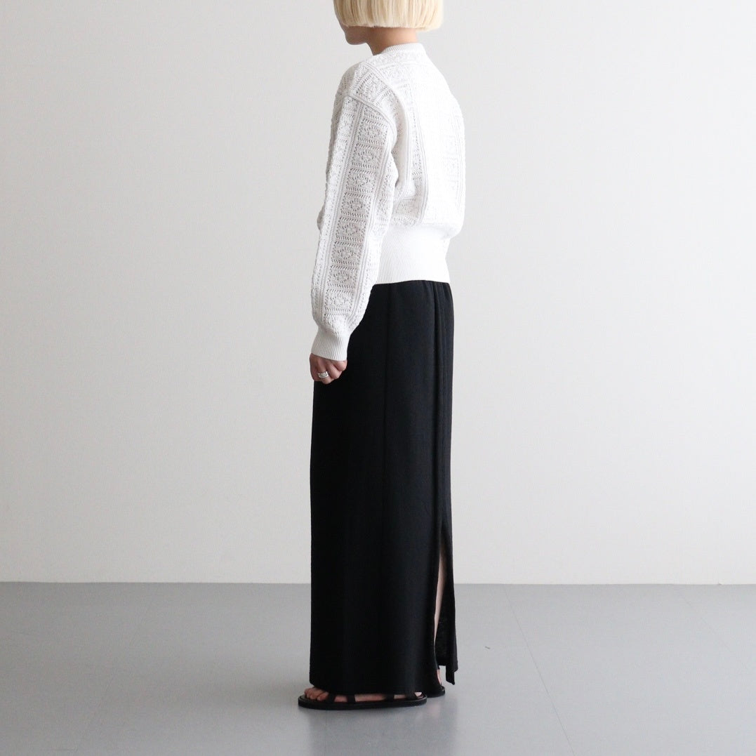 Cotton Linen Poly Pencel Skirt #Black [NEP-SS2632]