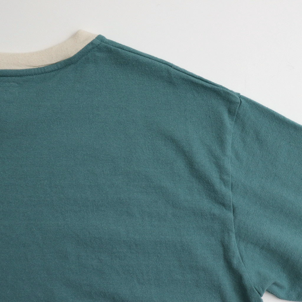 Co/Silk Nep Ringer Tee #DustTurquoise-BODY×Ivory [BHS25S039]