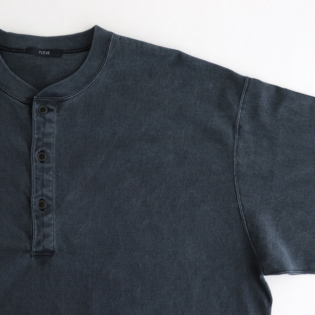 OPEN END COTTON PIGMENT DYE HENRY NECK P/O #120 NAVY [17052 66024]