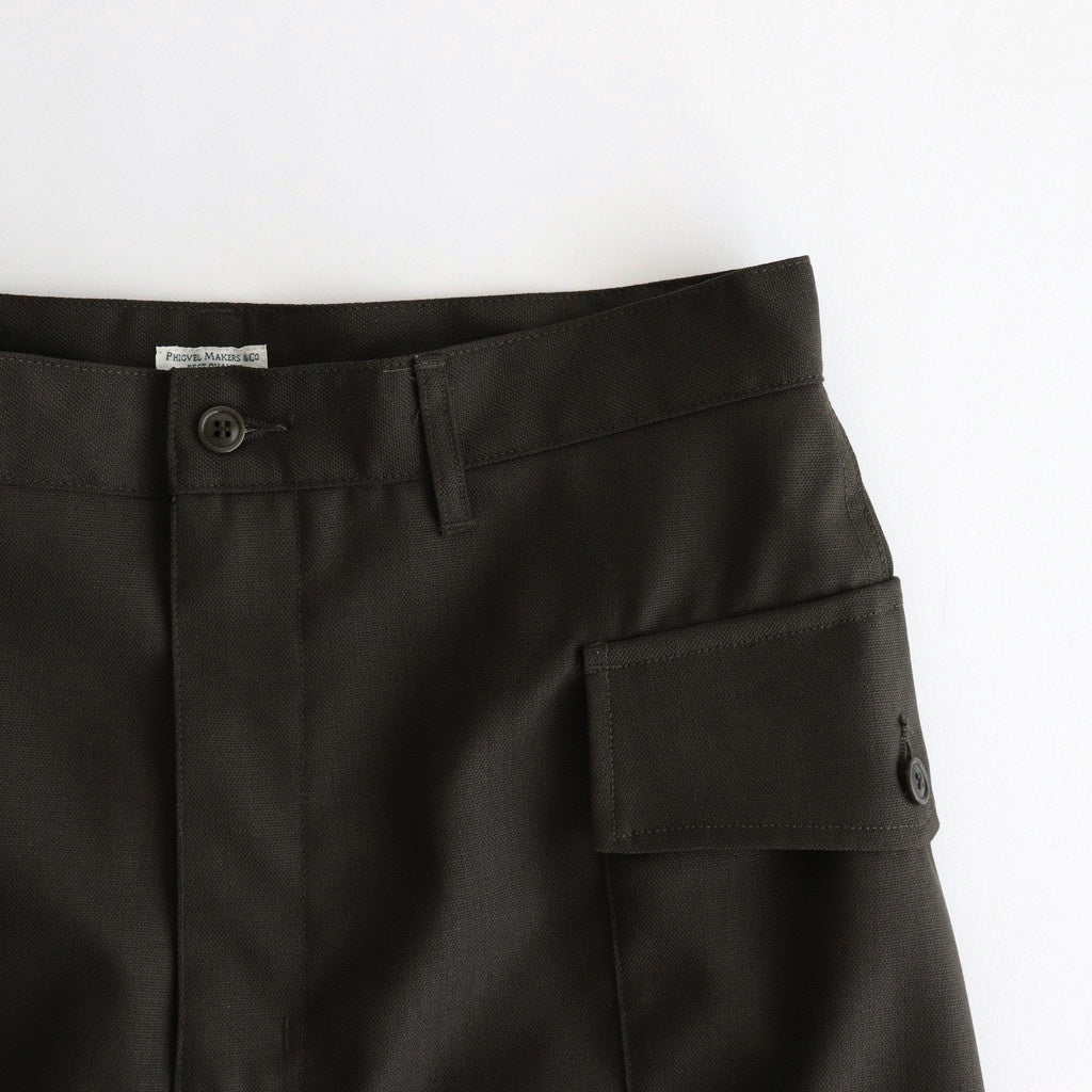 HOPSACK WIDE POCKET TROUSERS #FOREST [PMAT-PT06]