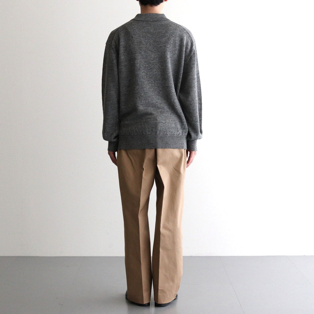 WASHED HIGH COUNT LINEN POLO #GRAY [BN-25SM-023]