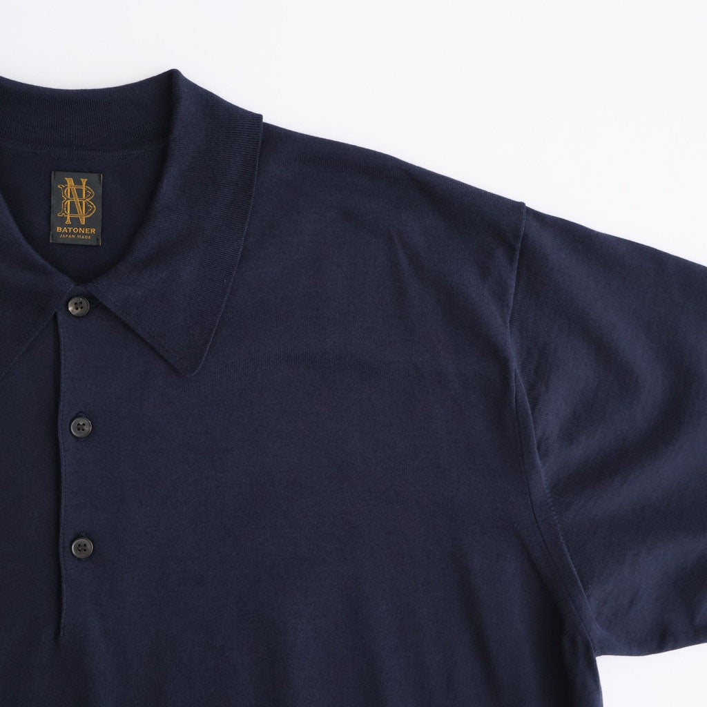 CARIBBEAN SEAISLAND COTTON POLO SHORT SLEEVE #NAVY [BN-26SM-064]