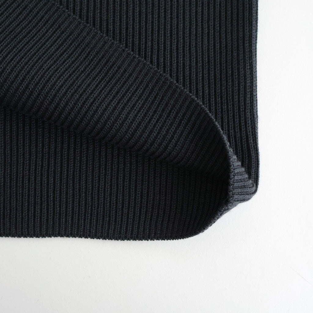 SOLID WOOL RIB POLO ZIP UP CARDIGAN #CHARCOAL BLUE [BN-25FM-044]