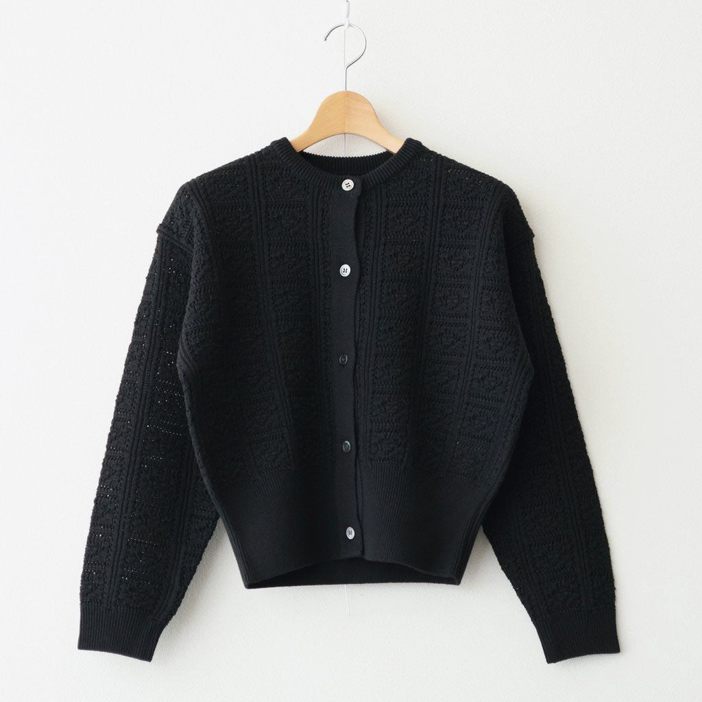 GRASSY LACE CREW NECK CARDIGAN #BLACK [BN-26SL-029]