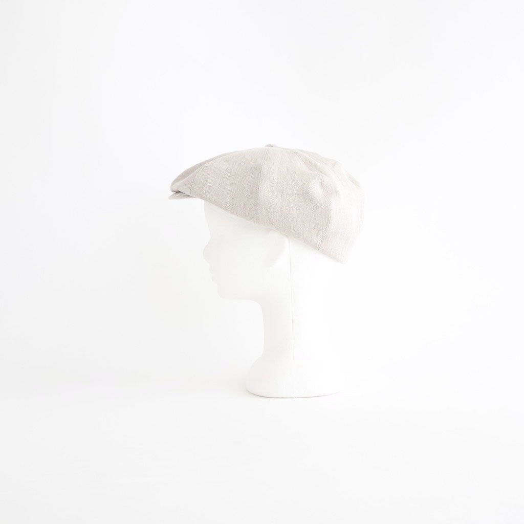 LINEN HERRINGBONE PEAKED CAP #OATMEAL [261OJ-HT02]