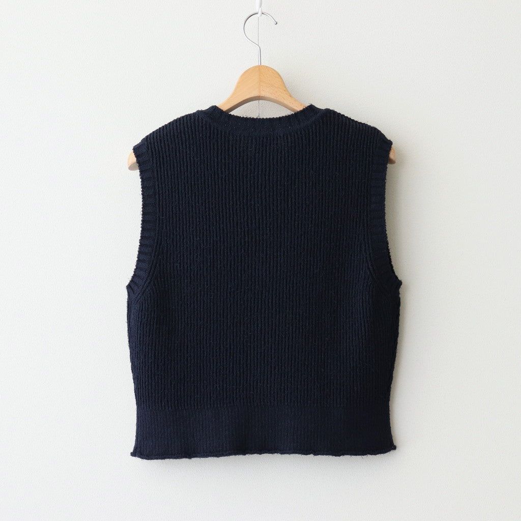 Cotton Snarl Yarn Knit Vest #NAVY [NEP-SS2533W]
