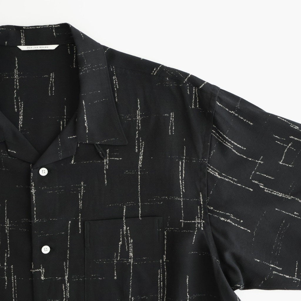 ORIGINAL PRINTED OPEN COLLAR SHIRTS (KASURI) Short-sleeve #BLACK [261OJ-SH20]