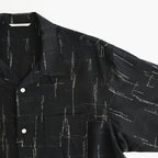 ORIGINAL PRINTED OPEN COLLAR SHIRTS (KASURI) Short-sleeve #BLACK [261OJ-SH20]