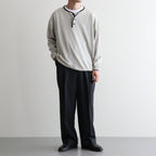 DOUBLE PLEATED SEMI EASY TROUSERS #CHARCOAL [A26C07PT02C]