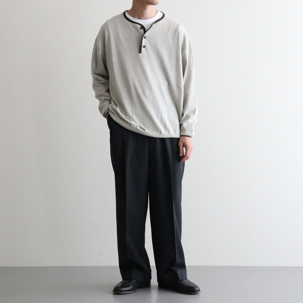DOUBLE PLEATED SEMI EASY TROUSERS #CHARCOAL [A26C07PT02C]