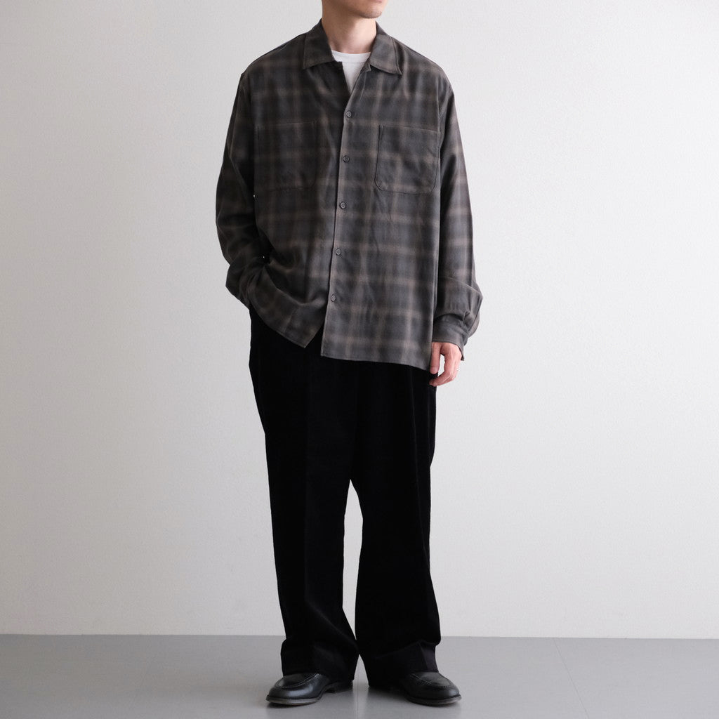 DOUBLE POCKET OPEN COLLAR L/S SHIRT #GRAY CHECK [M25C22SH02C]