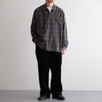 DOUBLE POCKET OPEN COLLAR L/S SHIRT #GRAY CHECK [M25C22SH02C]