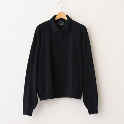 QUATER ZIP SILK NEP RIBED SHIRTS #ONYX BLACK [242OJ-CT05]