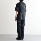 ORIGINAL PRINTED OPEN COLLAR SHIRTS (ANIMAL DRAWING) Short-sleeve #BLACK [261OJ-SH22]