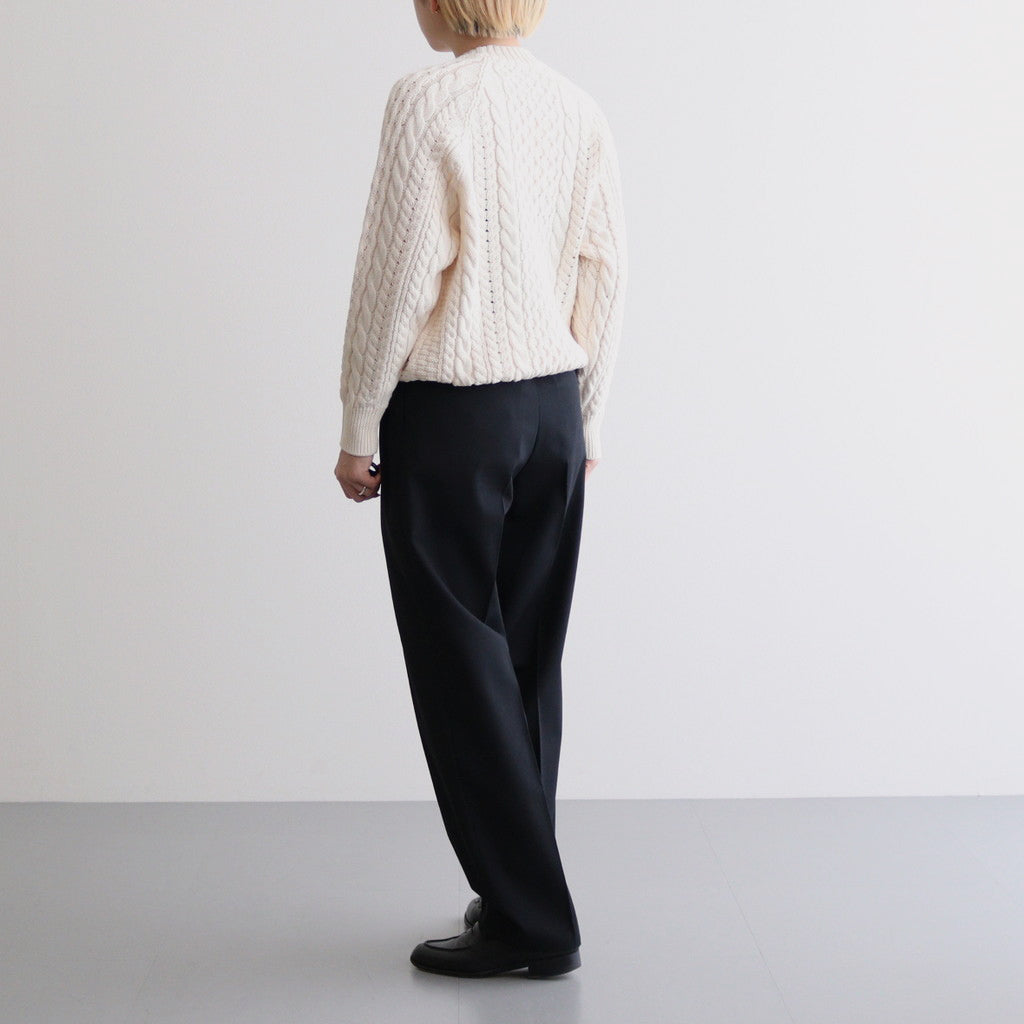 SOLID WOOL ARAN CREW NECK #IVORY [BN-24FL-035]