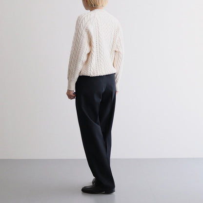 SOLID WOOL ARAN CREW NECK #IVORY [BN-24FL-035]