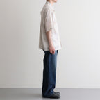 OPEN COLLAR S/S SHIRT #IVORY CHECK [M26A18SH02B]