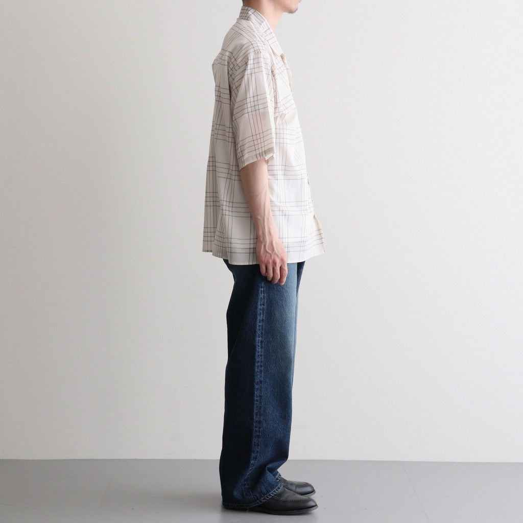 OPEN COLLAR S/S SHIRT #IVORY CHECK [M26A18SH02B]
