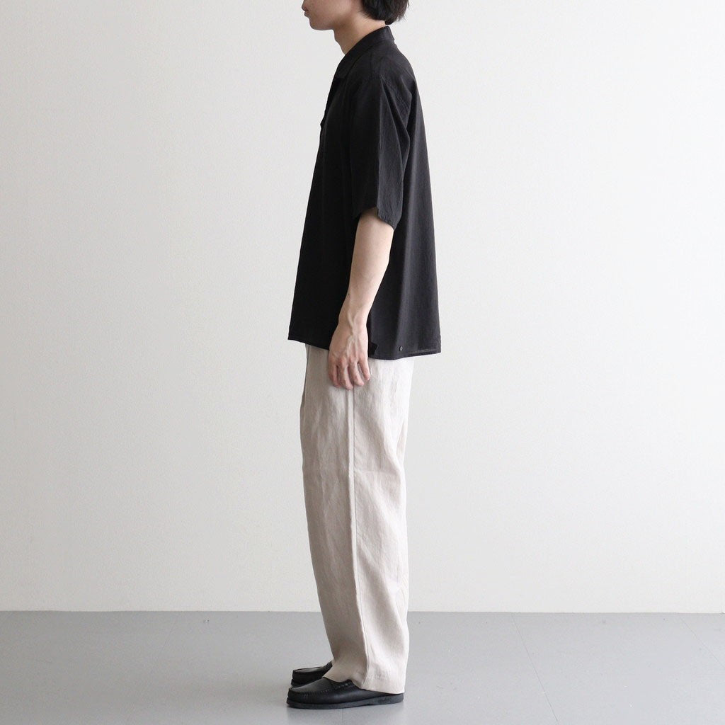 OPEN COLLAR S/S SHIRT #BLACK [M26A16SH01B]