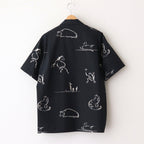 ORIGINAL PRINTED OPEN COLLAR SHIRTS (Animal Drawing) Short-sleeve #ONYX [251OJ-SH22]