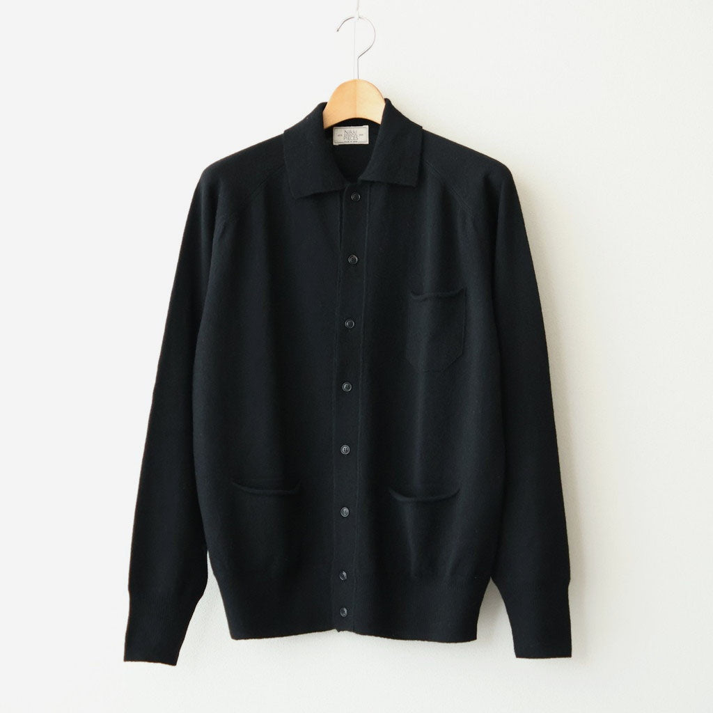 Lightweight All-yak POLO Cardigan #BLACK [NEP-AW2603]