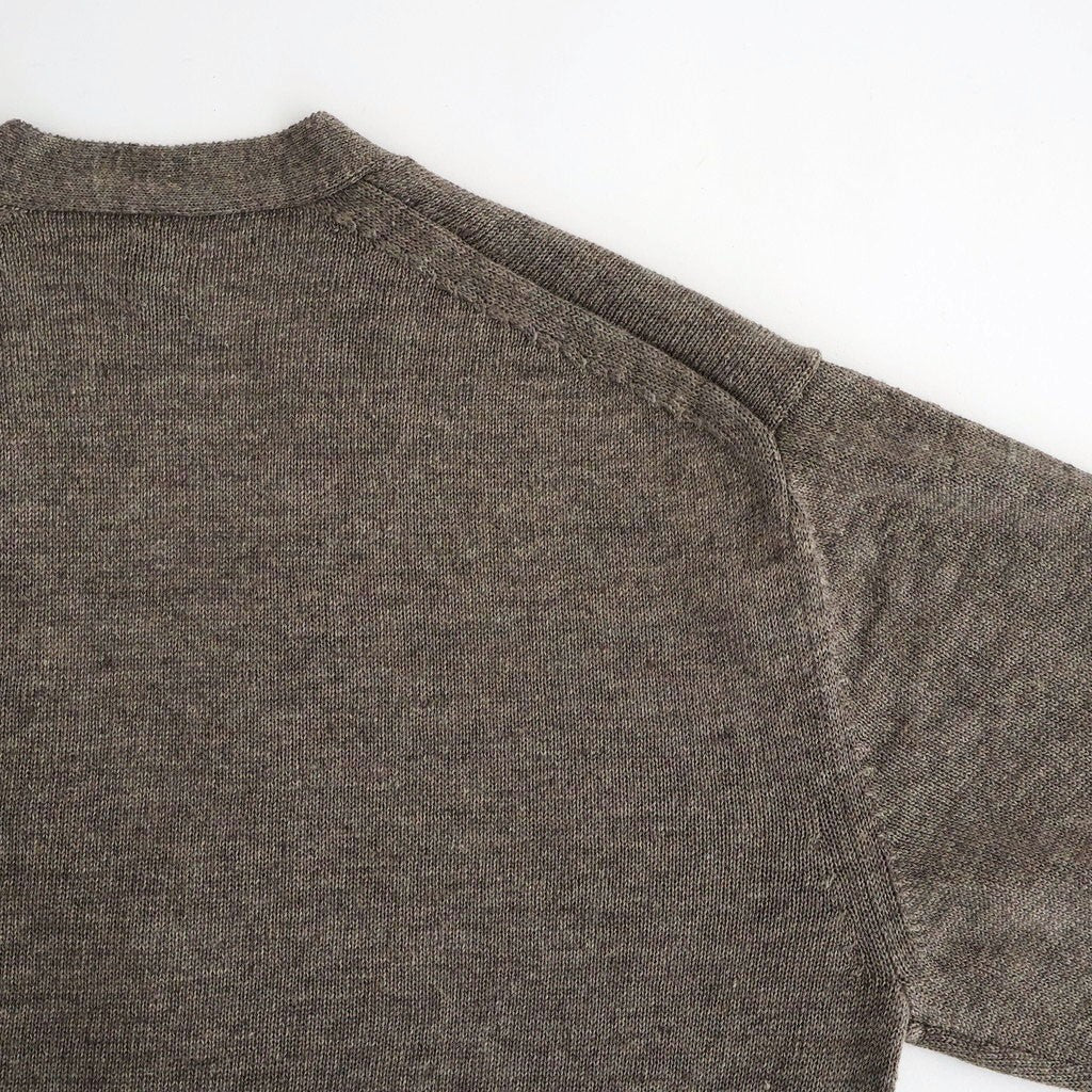 WASHED HIGH COUNT LINEN V NECK CARDIGAN #BROWN [BN-26SM-021]