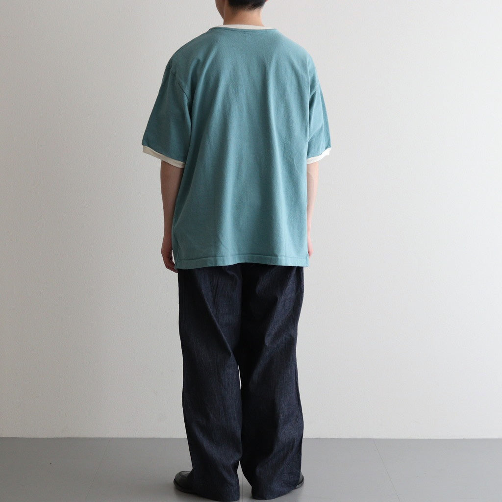Co/Silk Nep Ringer Tee #DustTurquoise-BODY×Ivory [BHS25S039]