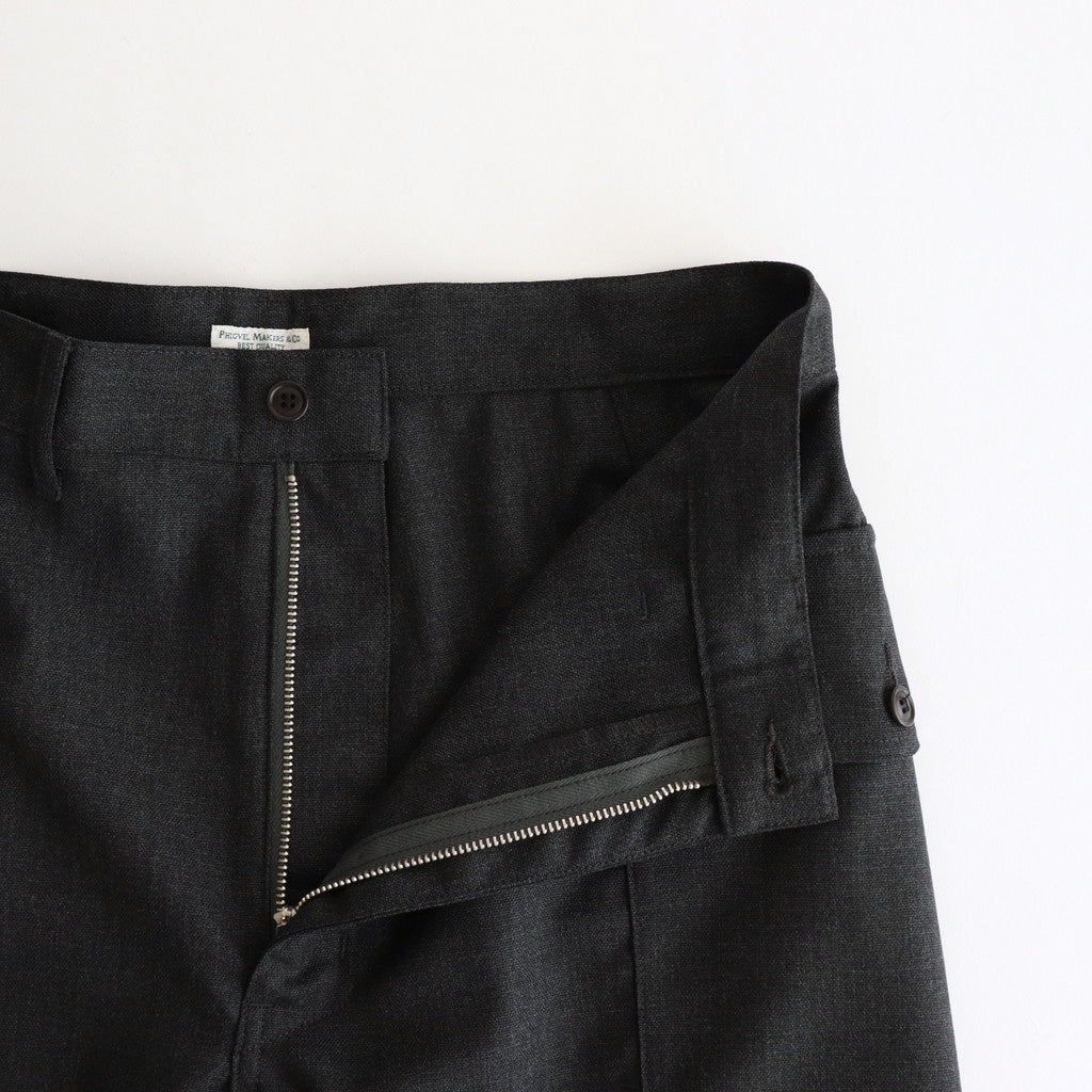 HOPSACK WIDE POCKET TROUSERS #CHARCOAL [PMAT-PT06]