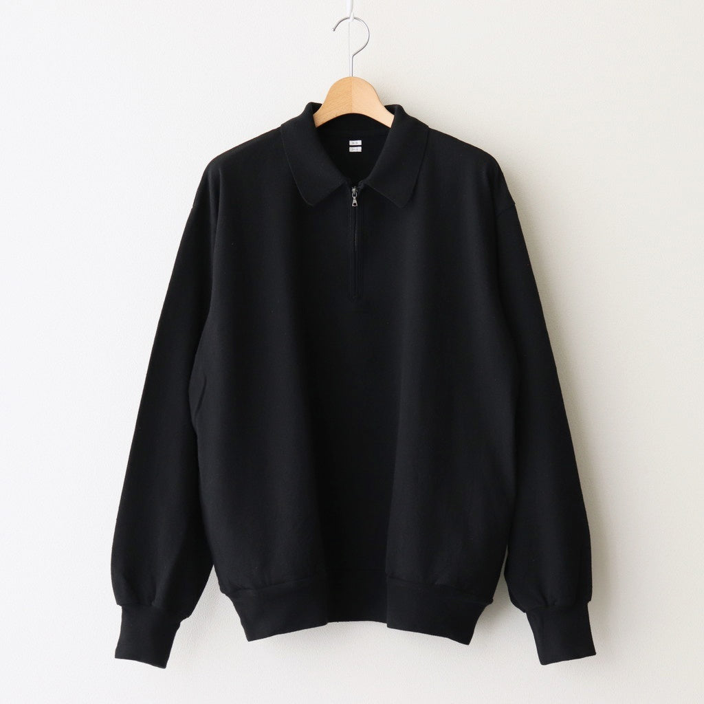 Co/Silk Nep Half-Zip Shirt #Black [BHS25S037]