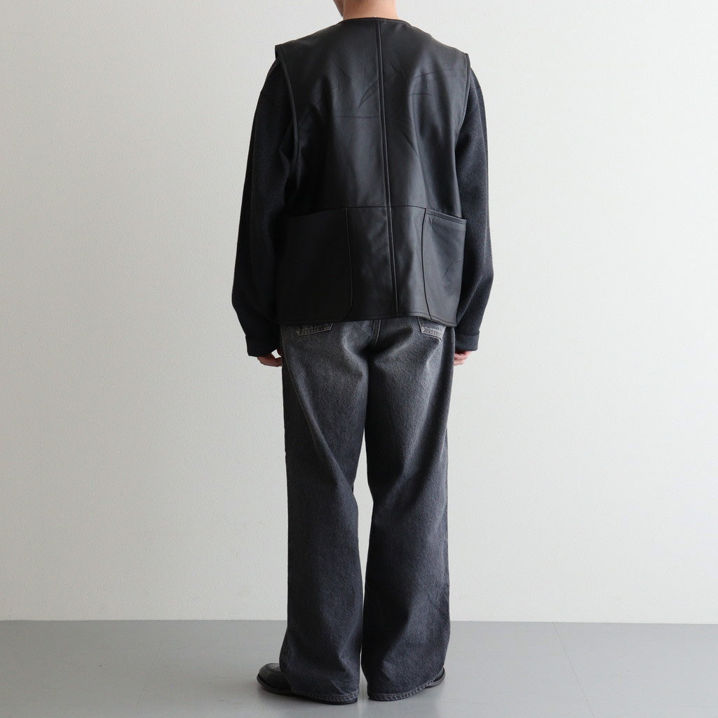 WORK VEST #BLACK [V-09-C-COW-4]